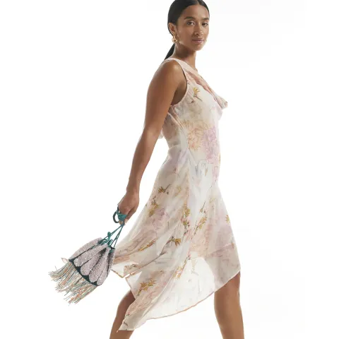 River Island Petite Swan Print Cowl Neck Mini Dress