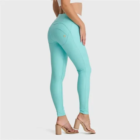 Freddy WRUP Faux Leather - High Waisted - Full Length - Sky Blue