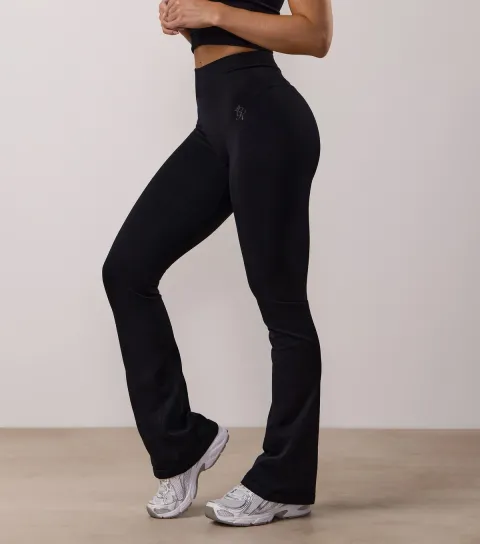 Women's Black Sculpted Flared Leggings