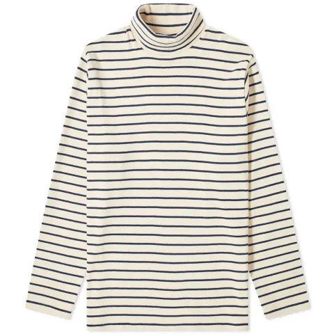 Turtle Neck Rib Stripe Tee