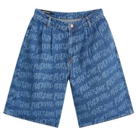 Baggy Pleated Denim Laser Shorts