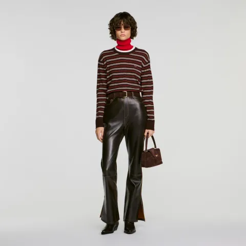 SANDRO Distressed leather trousers