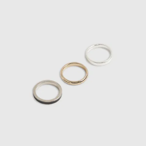 River Island Mixed Metal Pack Of 3 Band Rings