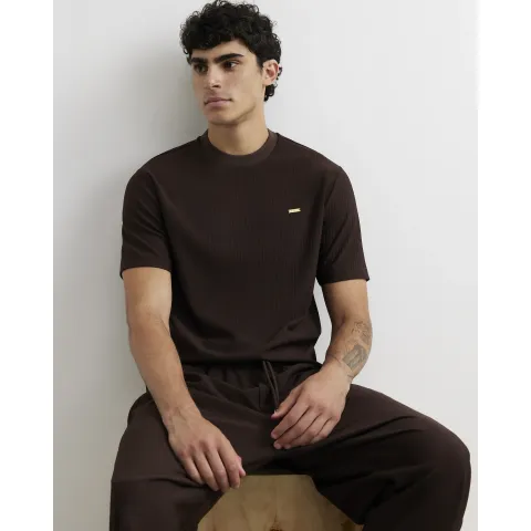 River Island Cotton Vertical Textured T-Shirt