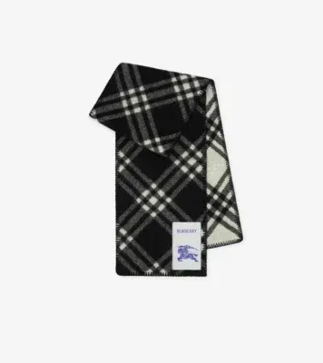 Check Wool Scarf in Black