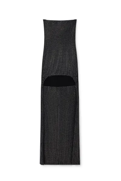 Crystal hotfix strapless high-low mini dress