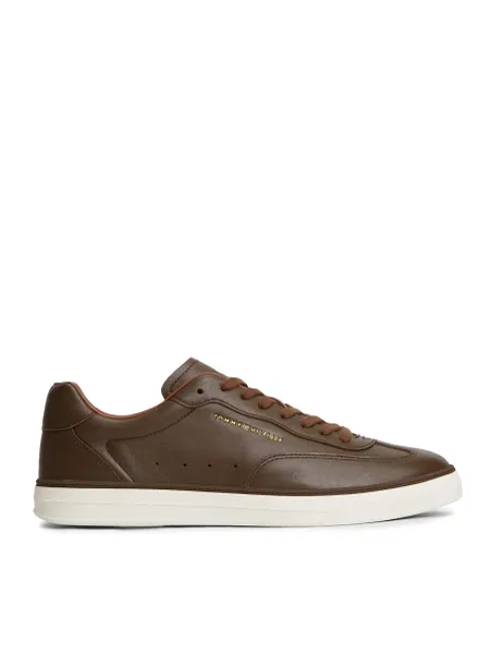 Tommy Hilfiger Lo Lux Leather Trainers Dark Brown