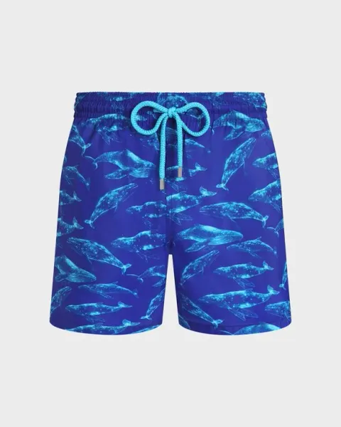 Vilebrequin Men Ultra-light And Packable Swim Shorts Sparkling Whales