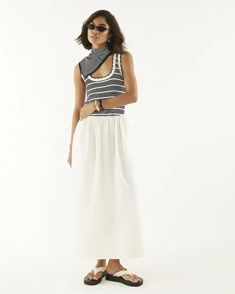 River Island Sleeveless Striped Hybrid Midi Dress