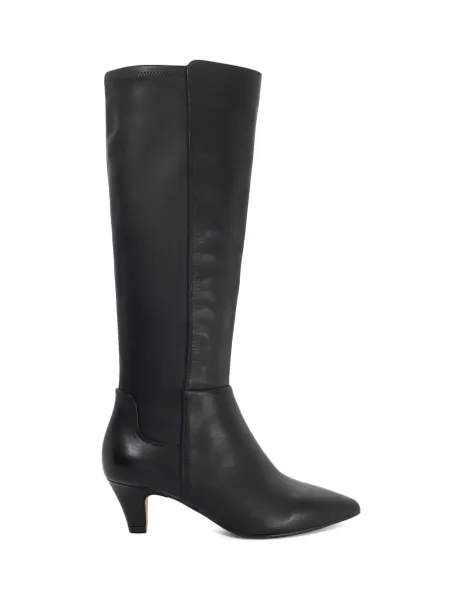 Dune London Wide Fit Leather Knee High Boots Black
