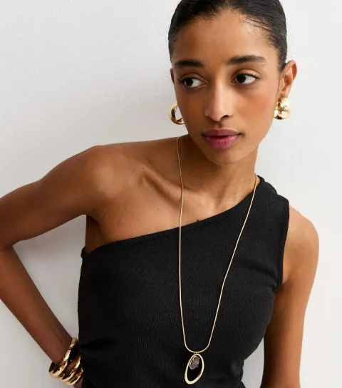 Women's Black Textured One Shoulder Top