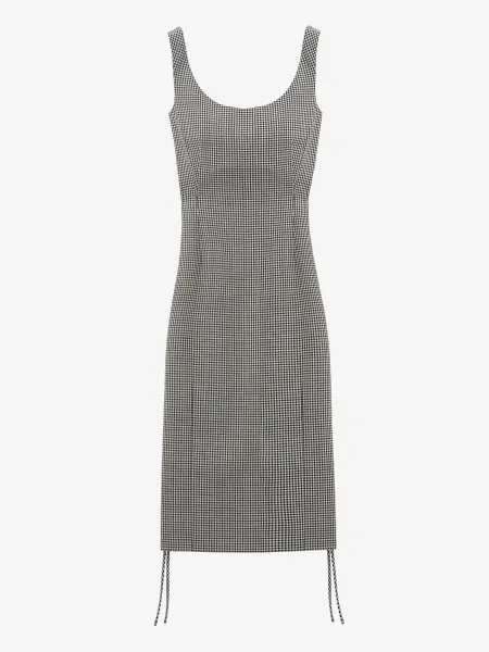 Corset Lace Gingham Check Pencil Dress
