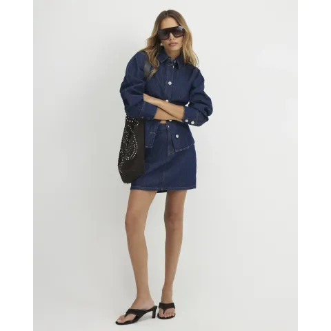River Island Denim Fitted Barrel Sleeve Jacket