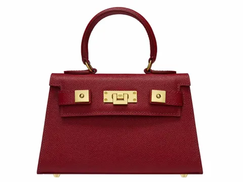 Maya Mignon Dolomite Pebble Print Calf Leather Handbag - Red - 2