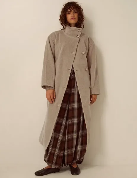 Monsoon Belted Funnel Neck Coat Light Brown
