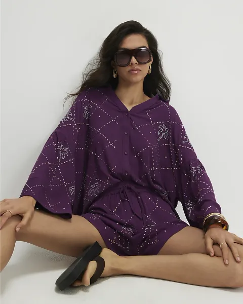 River Island Palm Embellished Shirt
