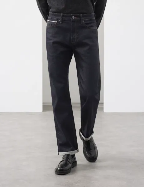 Autograph Straight Fit Japanese Selvedge Jeans Dark Indigo