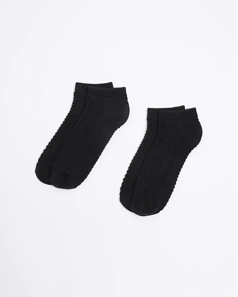 River Island Zig Zag 2 Pack Trainer Socks