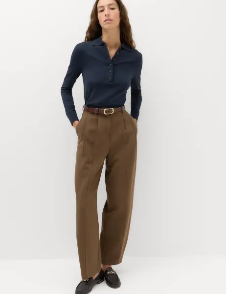 Marks & Spencer Double Pleat Cuff Detail Trousers Moss