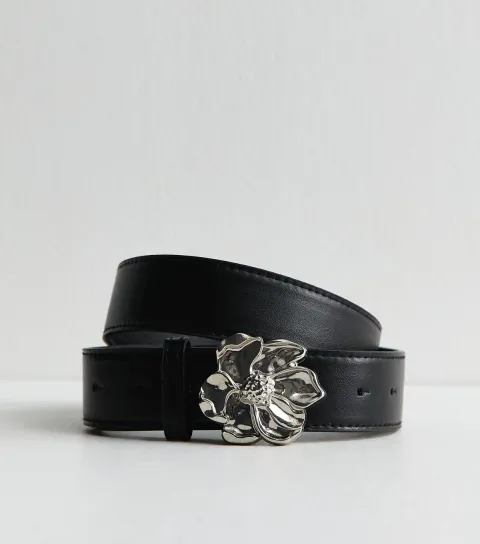 Black Flower Buckle Belt