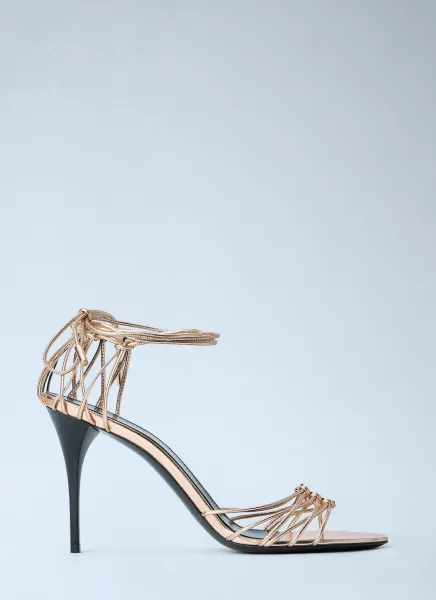 Saint Laurent Babylone Stiletto Sandals in Metallic Leather