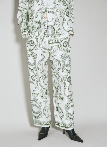 Money Print Silk Pants