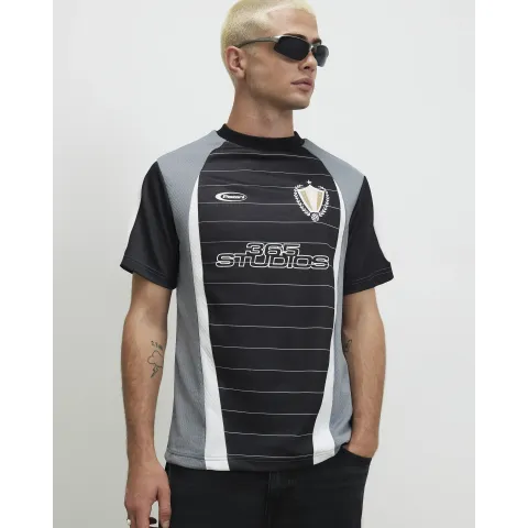River Island Stripe 365 Studios Football T-Shirt