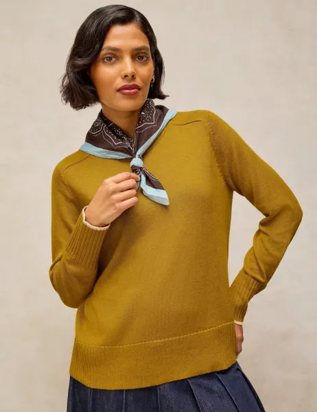 White Stuff Cotton Rich Crew Neck Jumper Green