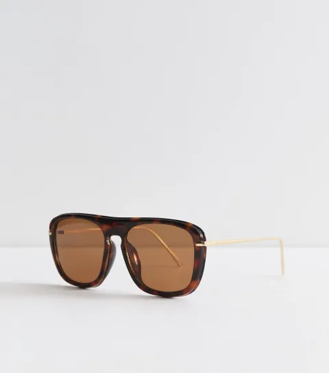 Brown Tortoiseshell Aviator Frame Sunglasses