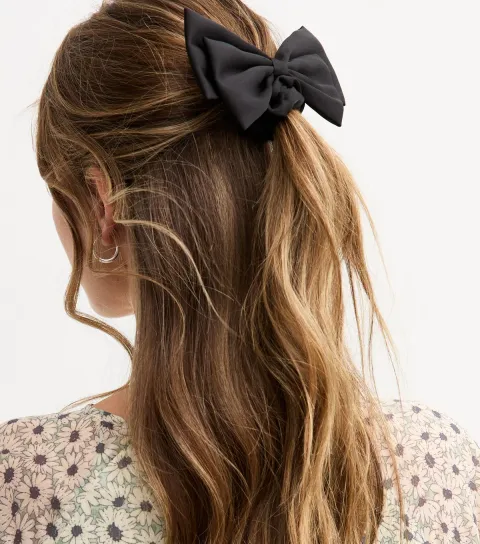 New Look Black Satin Bow Scrunchie