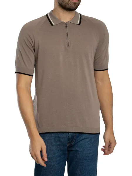 Armani Exchange Zip Knitted Polo Shirt