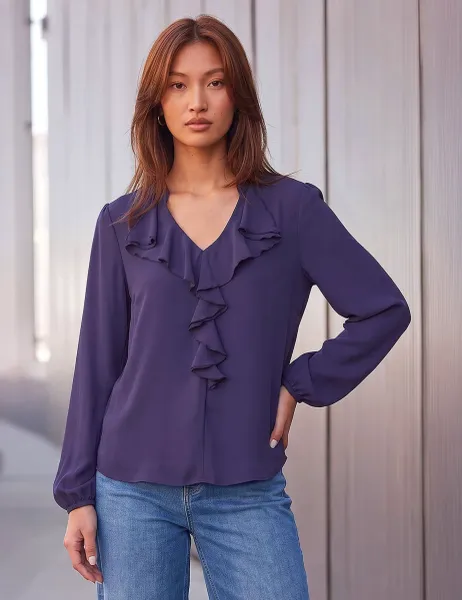 Roman Ruffle Top Purple