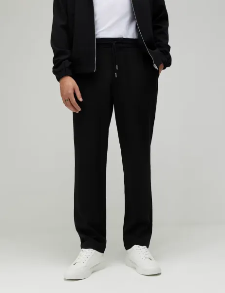 River Island Slim Fit Elasticated Waist Smart Joggers Black
