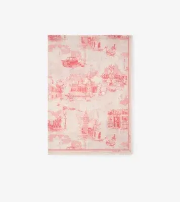 London Landmarks Wool Silk Scarf in Cami pink