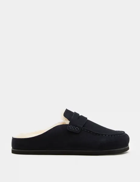 Autograph Suede Mule Slippers with Freshfeet Dark Navy