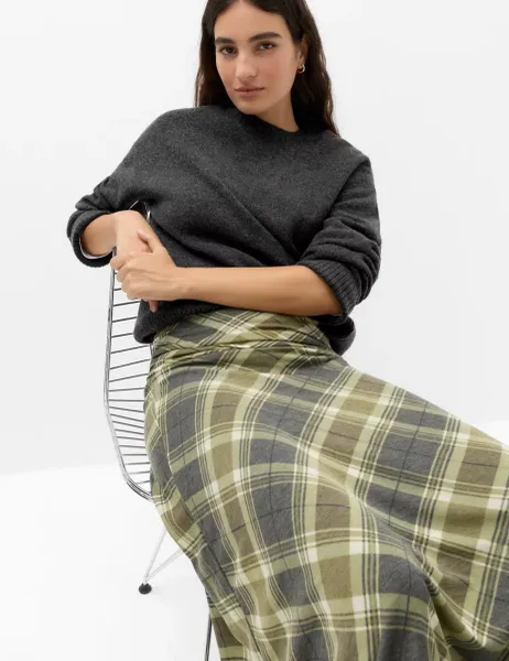 Marks & Spencer Crew Neck Relaxed Jumper with Wool Charcoal