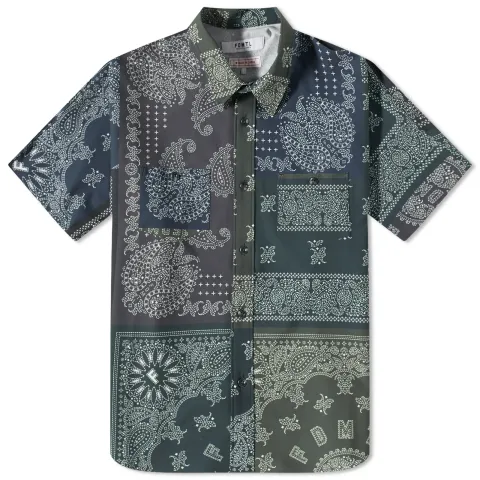 Short Sleeve Bandana Patchwork Shirt