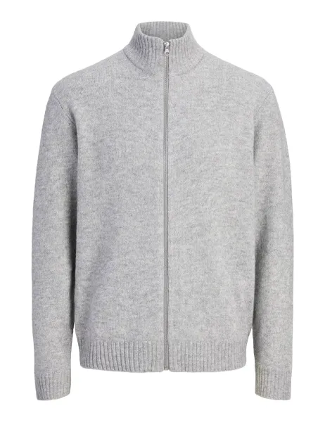 Jack & Jones Zip Up Cardigan with Wool Light Grey