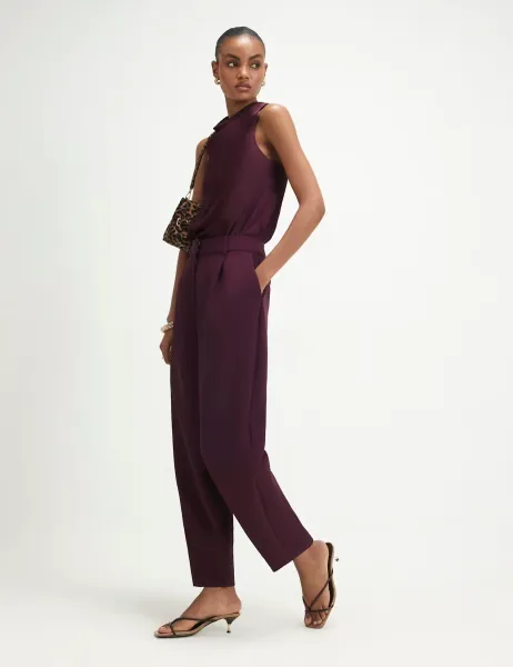 River Island Pleated Barrel Leg Trousers Purple