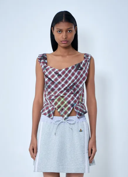Asymmetric Plaid Top