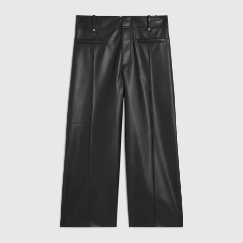 River Island Petite Faux Leather Seam Crop Trousers