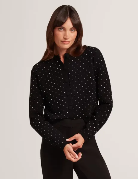 Ted Baker Diamante Detail Cropped Cardigan Black