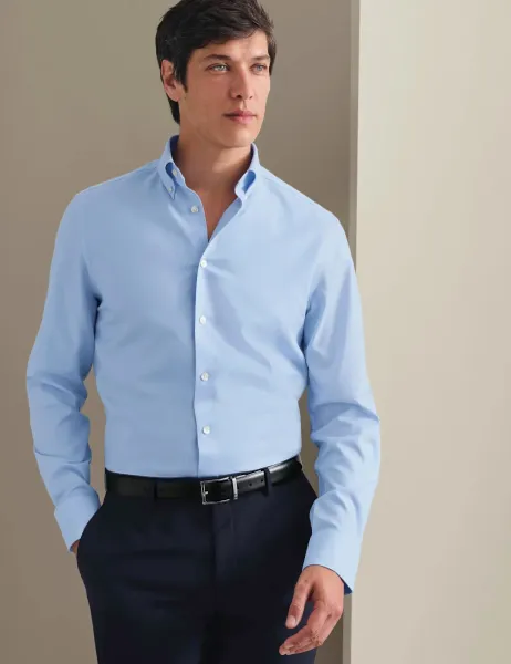 Charles Tyrwhitt Regular Fit Non Iron Pure Cotton Shirt Blue