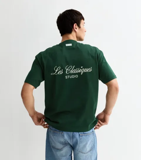 Men's Dark Green Les Classiques Print T-Shirt