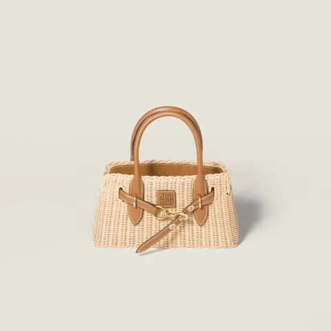 Aventure wicker and leather handbag
