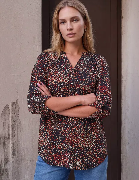 Roman Printed V-Neck Shirt Copper
