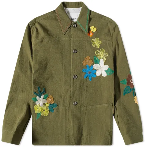 Flower Embroidery Chore Jacket