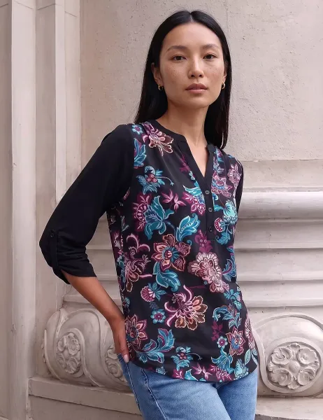 Roman Floral Shirt Black Mix