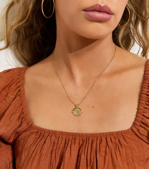 18ct Gold Plated Vintage Coin Pendant Necklace