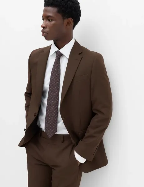 Marks & Spencer Tailored Fit Textured Jacket Chocolate